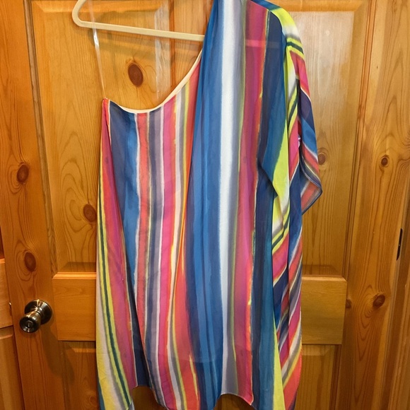 Karlie Chiffon Multi-Stripe On Shoulder Dress Size M - Picture 4 of 5